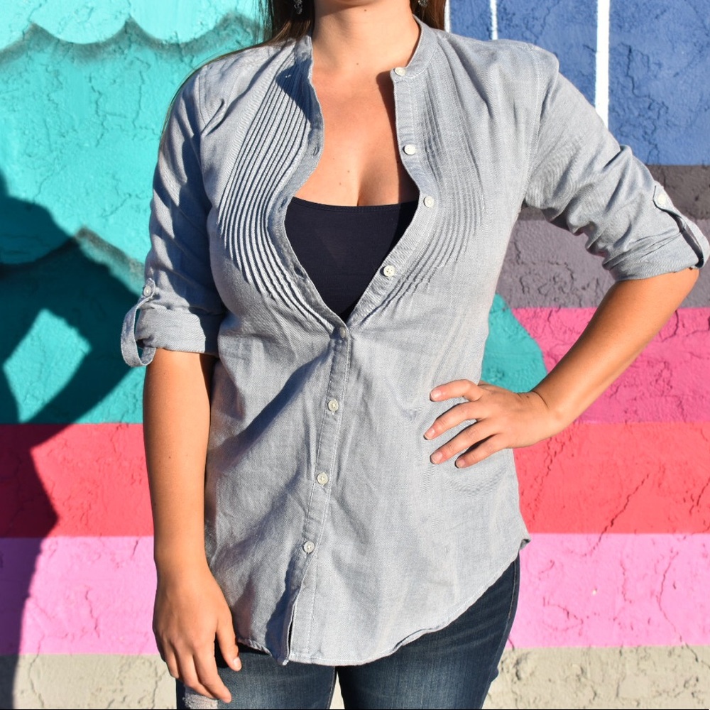 Denim 3/4 Sleeve Blouse